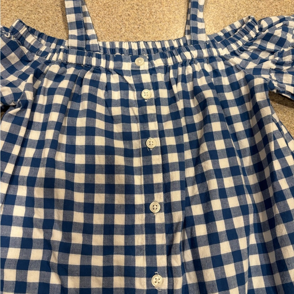Tucker + Tate Blue and White Gingham Cotton Girls Dress Size 4 Spring - Picture 3 of 9